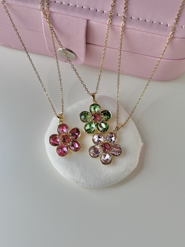 idyllia floral çelik kolye | yeşil