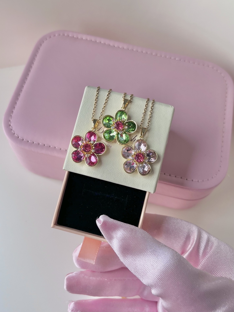 idyllia floral çelik kolye | yeşil