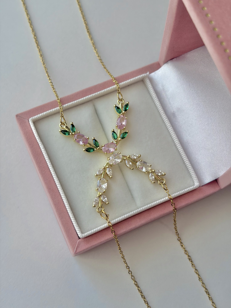 Crystal Tulip Çelik Kolye | Gold