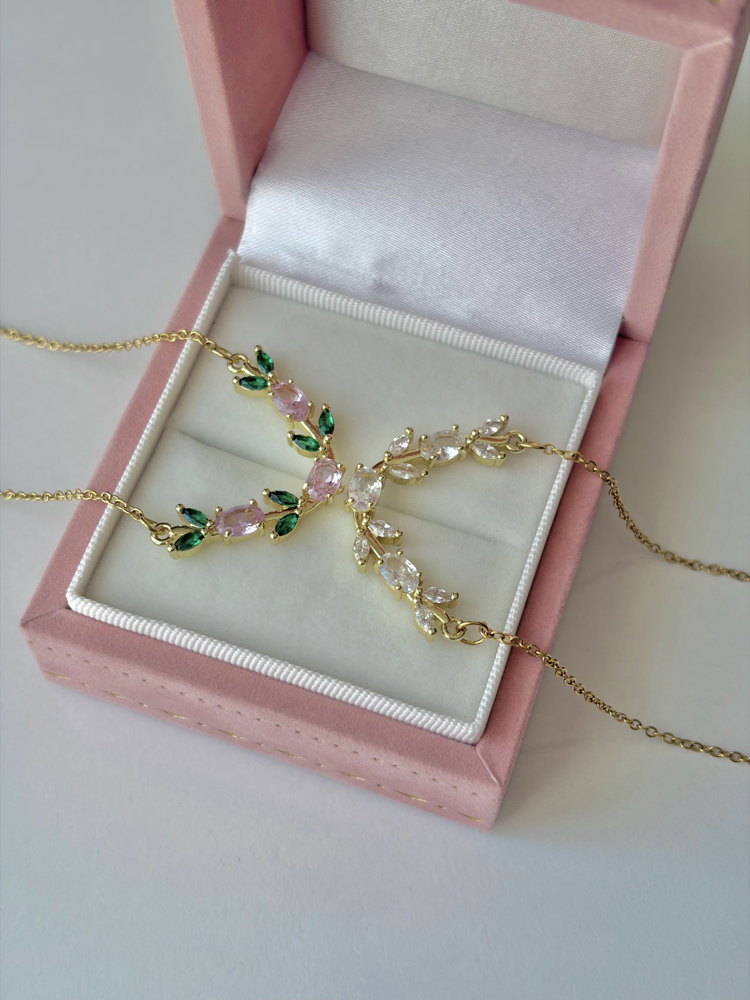 Crystal Tulip Çelik Kolye | Gold