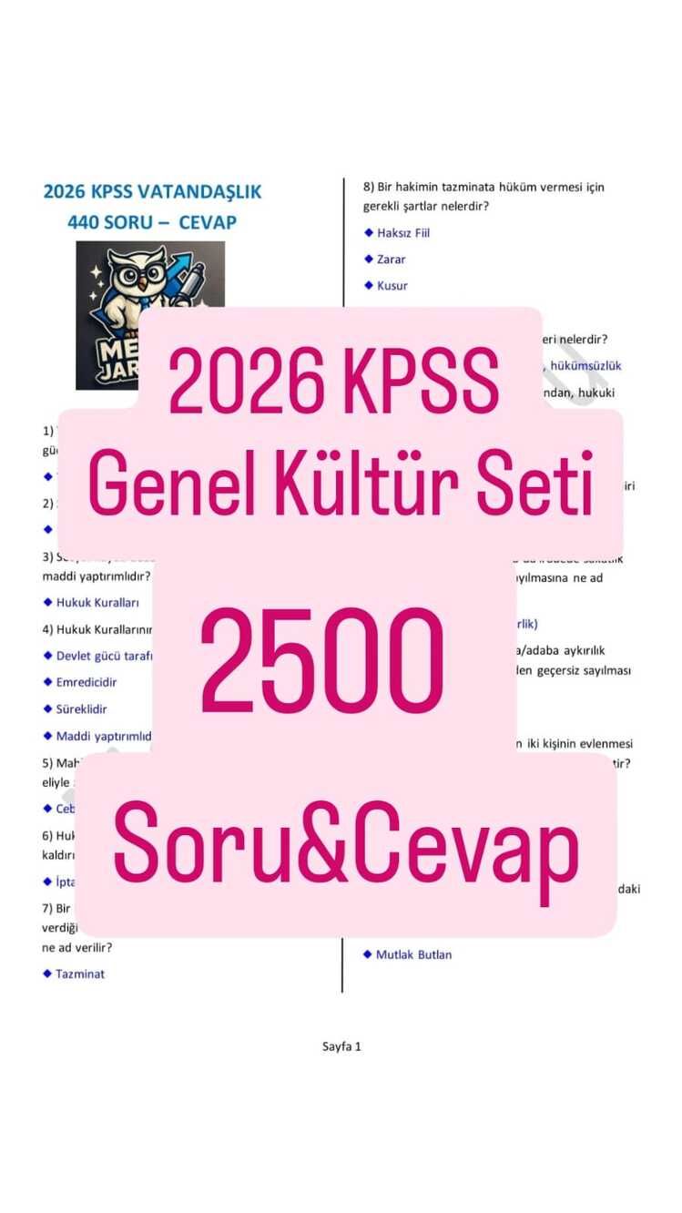 2500 ADET SORU CEVAP KPSS GENEL KÜLTÜR SETİ TARİH-COĞRAFYA-VATANDAŞLIK