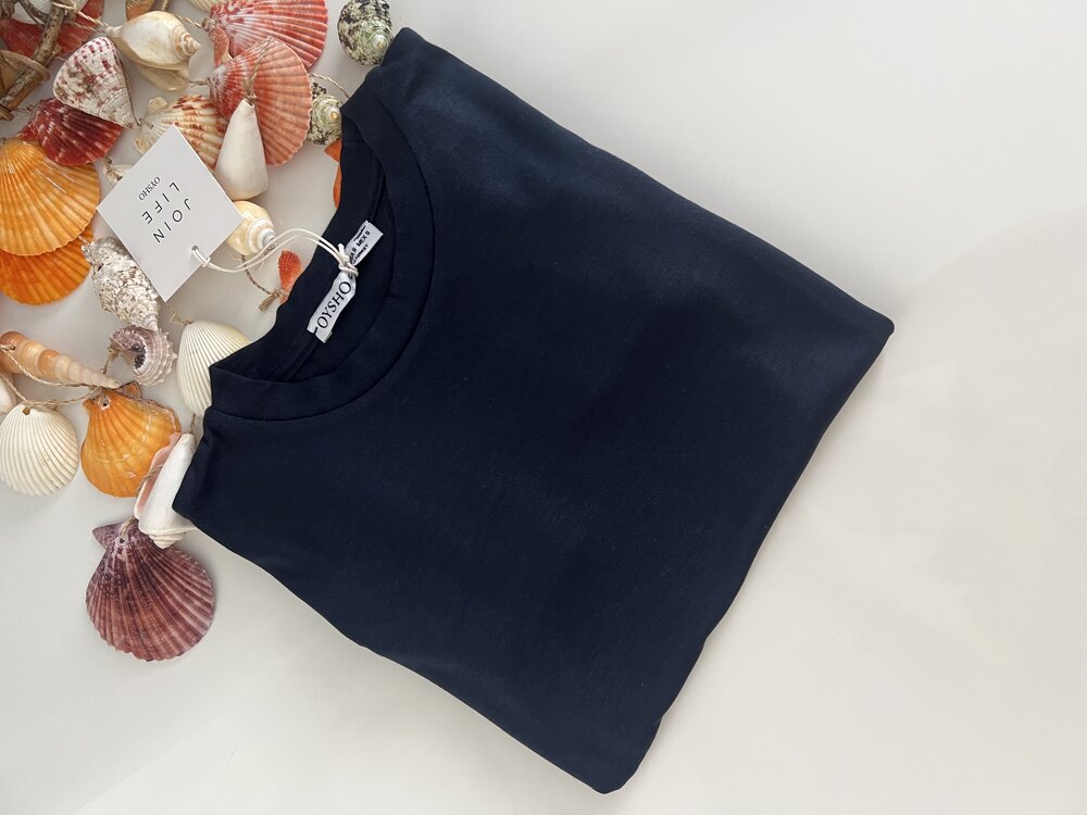 LACİVERT BİSİKLET YAKA KADIN TSHIRT
