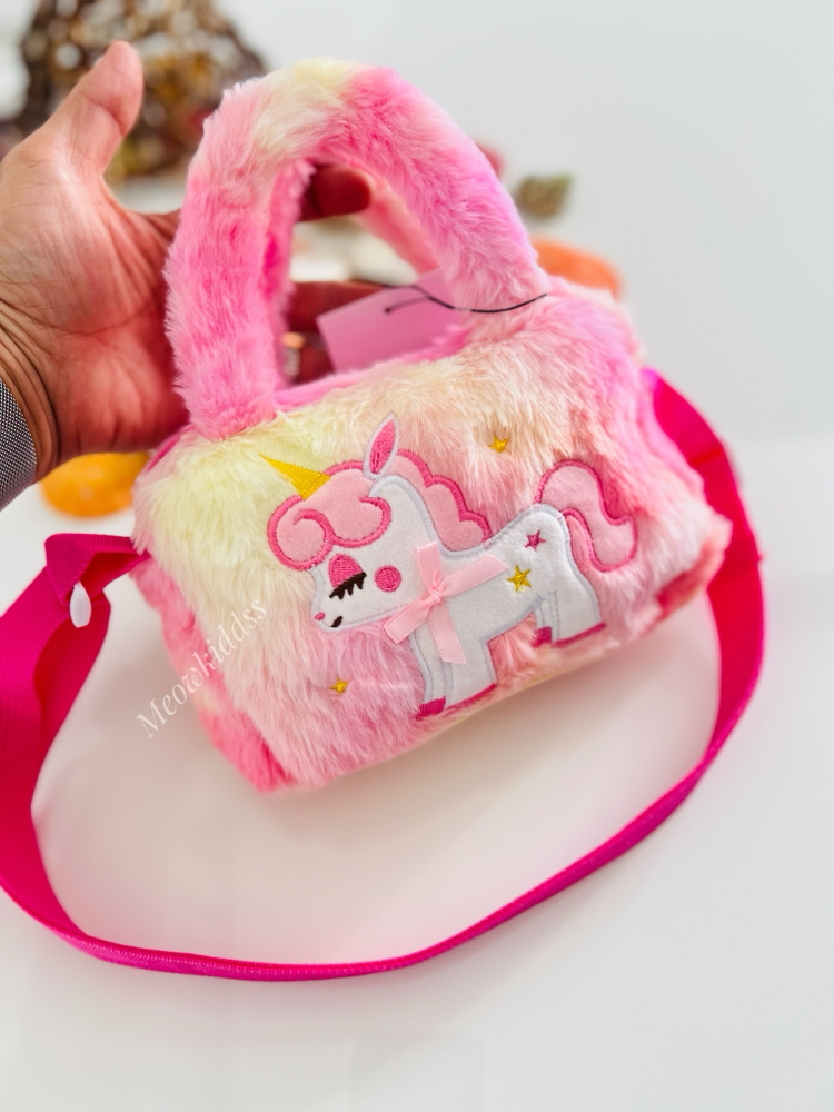PEMBE UNICORN PELUŞ ÇANTA