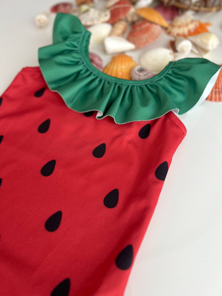KARPUZ DESENLİ FIRFIRLI MAYO