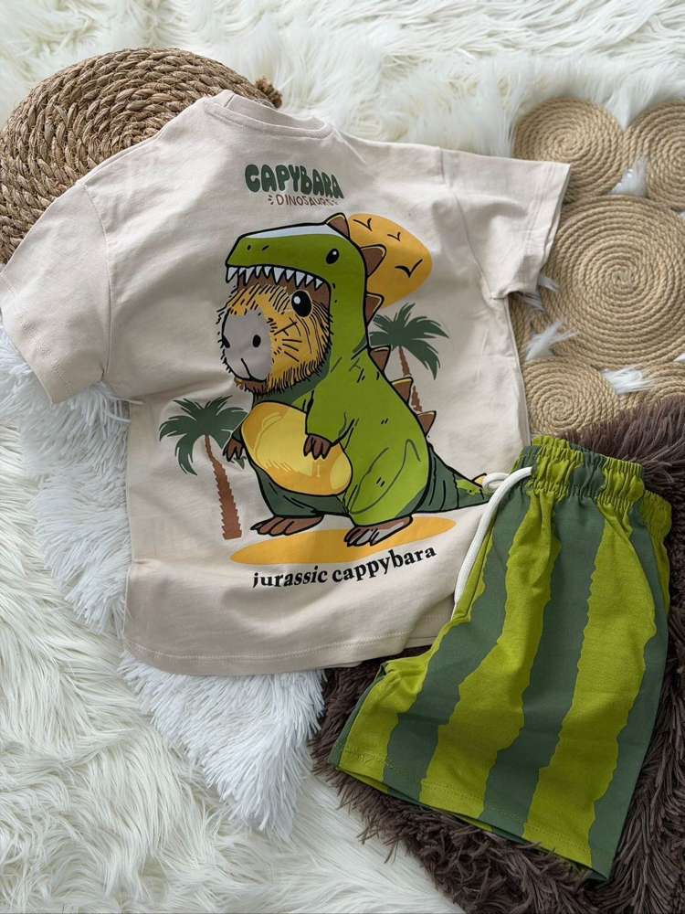 CAPYBARA DESENLİ ŞORTLU TAKIM