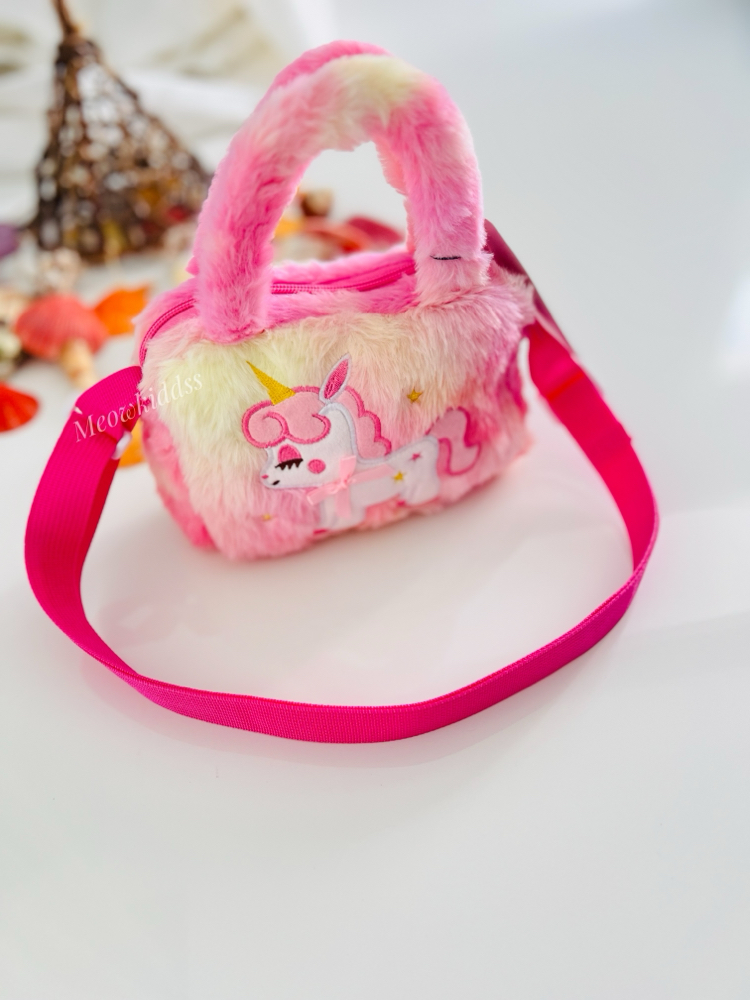 PEMBE UNICORN PELUŞ ÇANTA