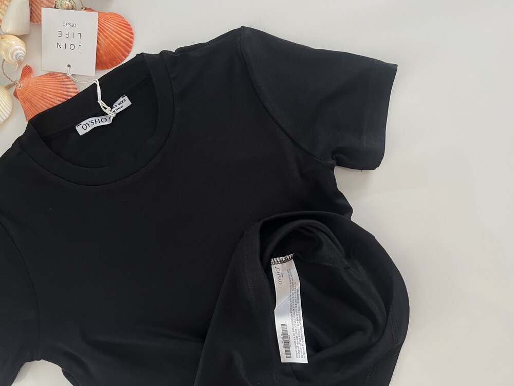 SİYAH BİSİKLET YAKA KADIN TSHIRT