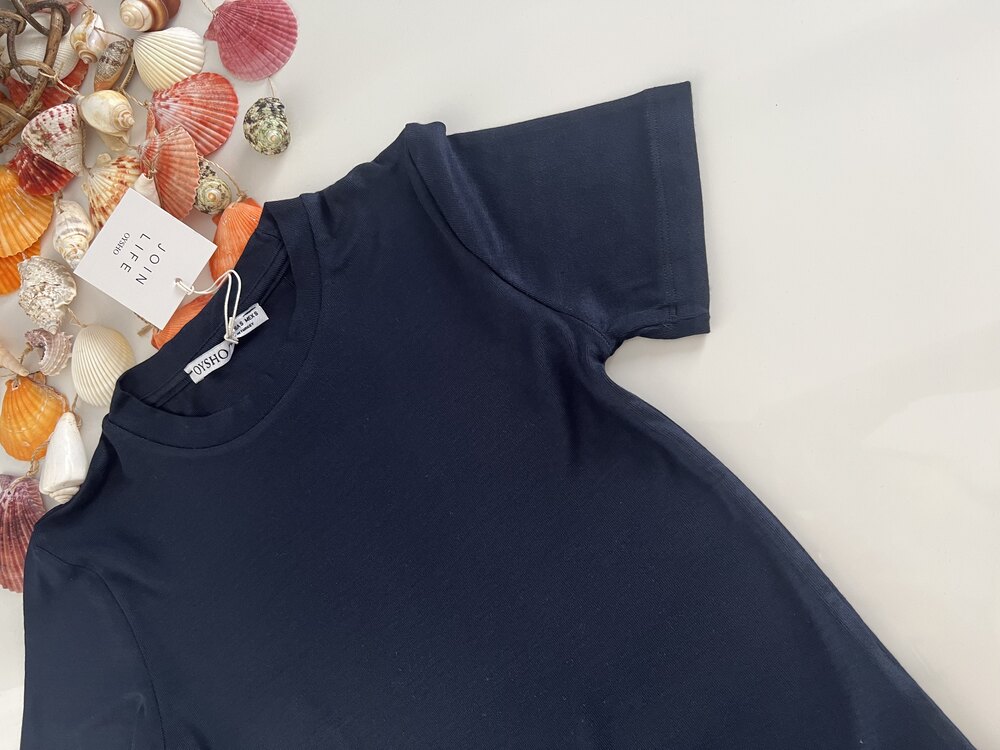 LACİVERT BİSİKLET YAKA KADIN TSHIRT