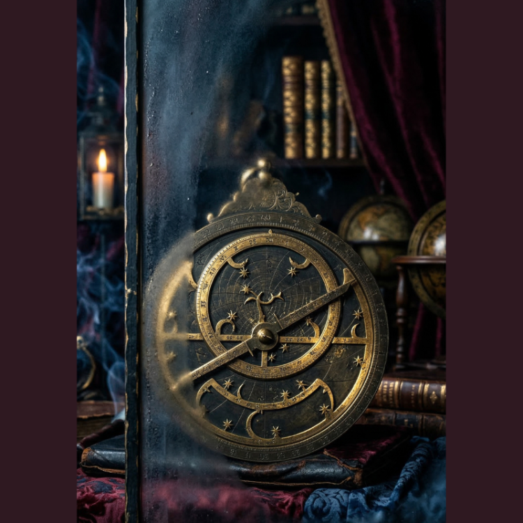 Dark Academia Temalı Gizemli Astronomi - Dijital Duvar Sanatı / Poster