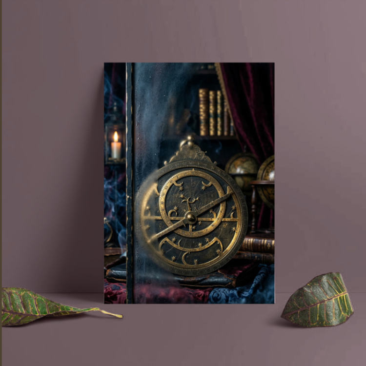 Dark Academia Temalı Gizemli Astronomi - Dijital Duvar Sanatı / Poster