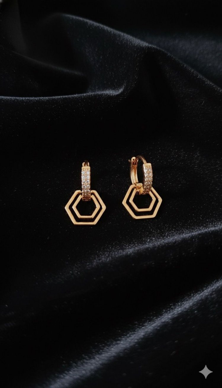 Çelik Gold Küpe Taşlı