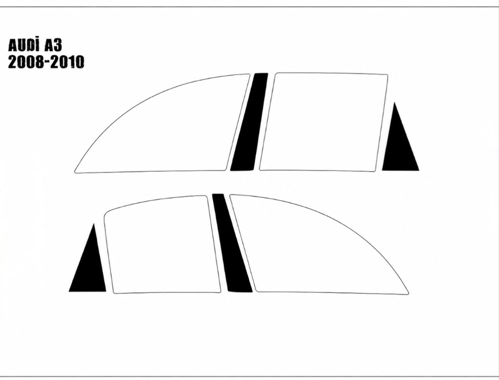 Audi A3 2007 2010 Piano Black Kapı Direkleri Kaplama