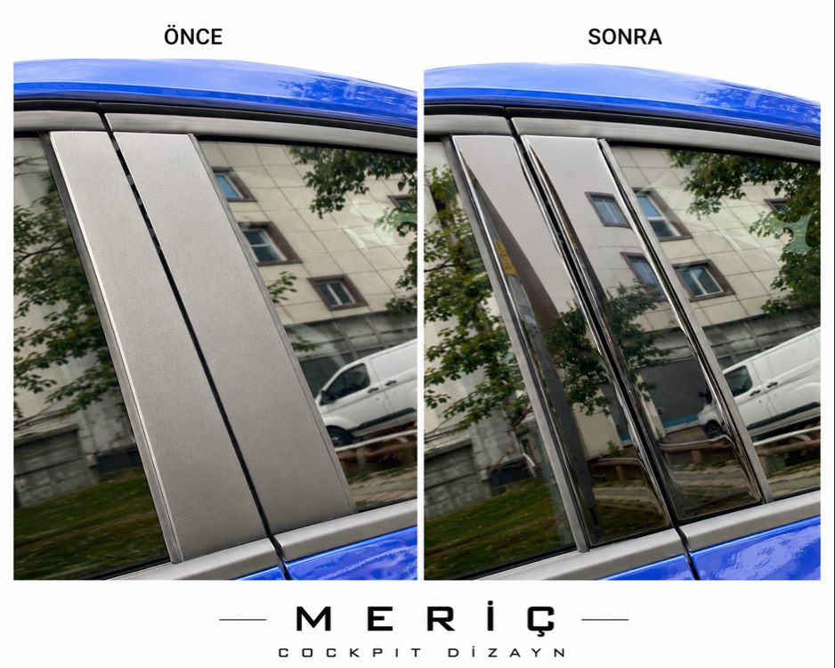 Renault Clio 5 Kapı Direği PianoBlack Kaplama Parlak Siyah Özel Set