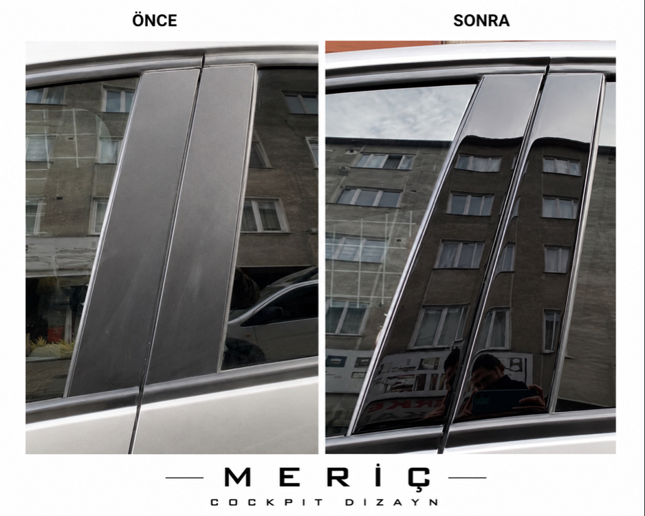 Renault Clio 4 Hb Kapı Direk Kaplama Set Piano Black Full Set Özel Dizayn