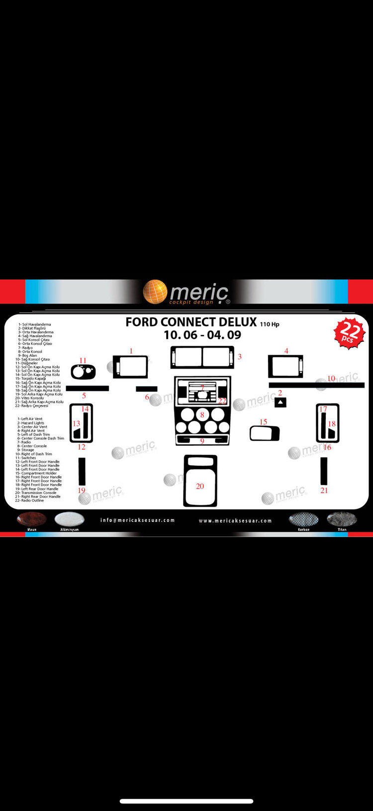 Ford Connect Delux 2006-2009 22 Parça 