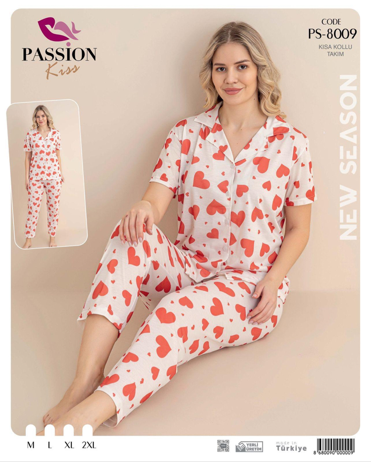 Kalp desenli pijama takımı