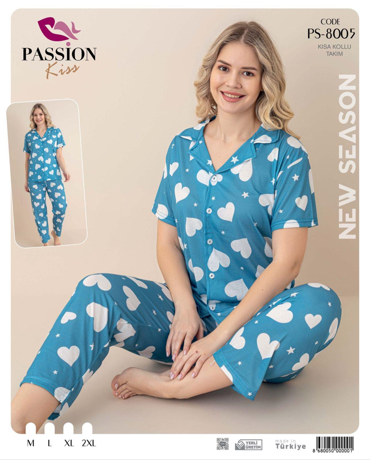 Mavi kalpli pijama takımı 