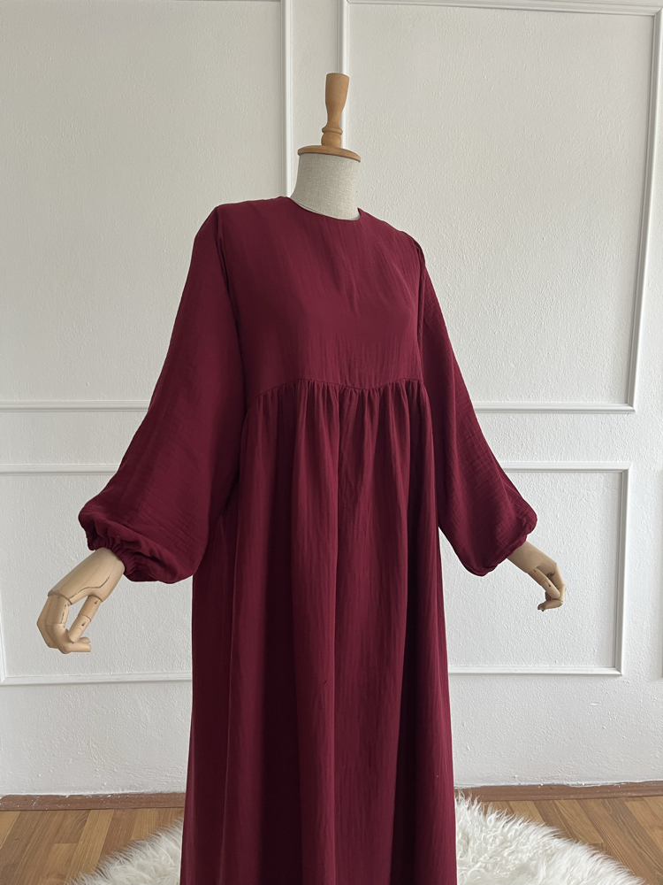 SAHRA Müslin elbise BORDO