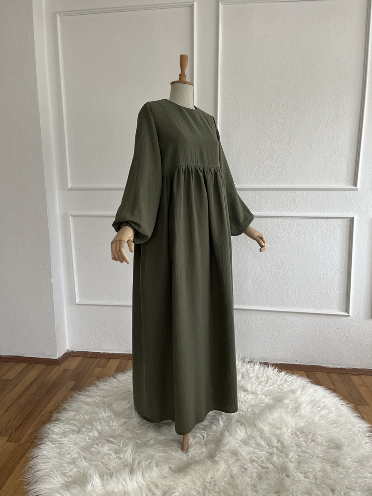 SAHRA Müslin elbise HAKİ 