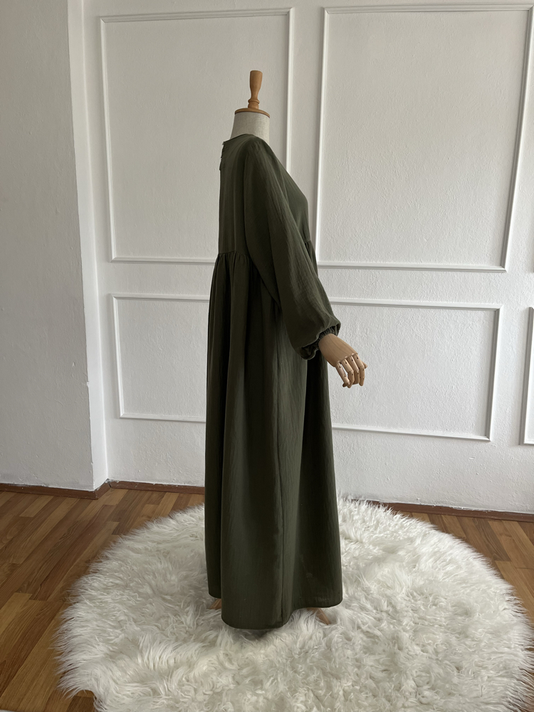 SAHRA Müslin elbise HAKİ 