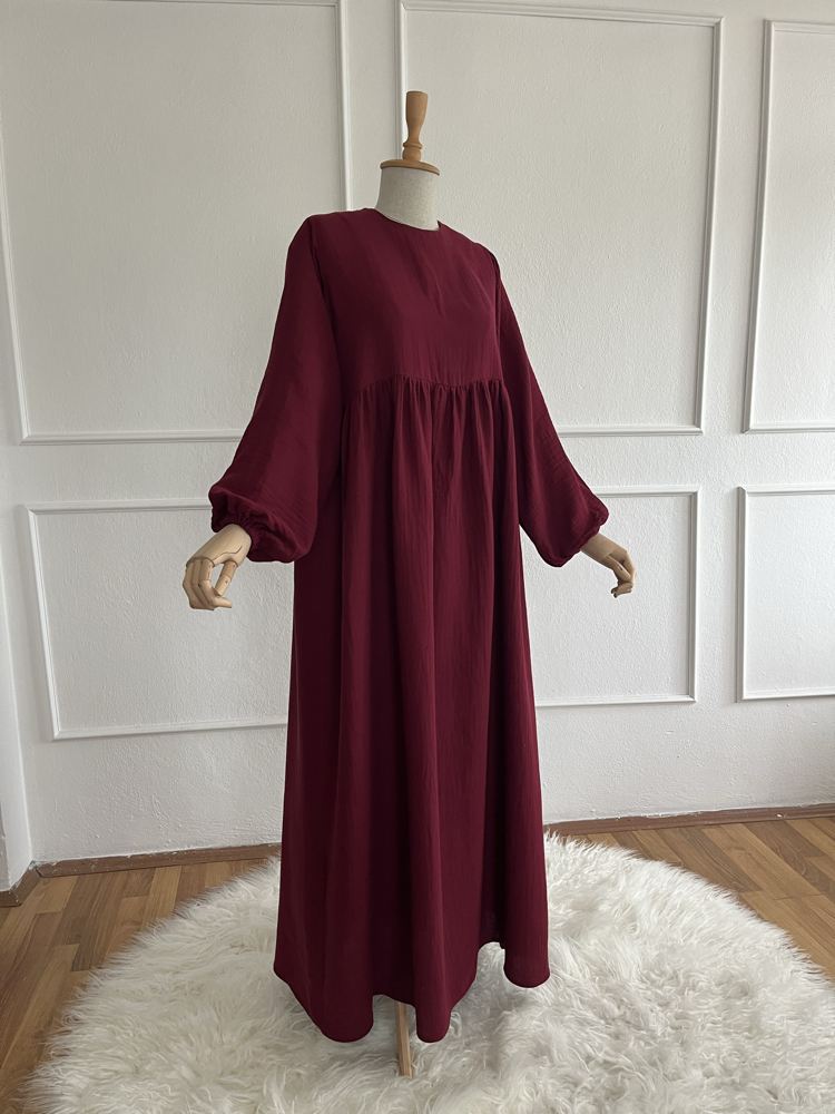 SAHRA Müslin elbise BORDO
