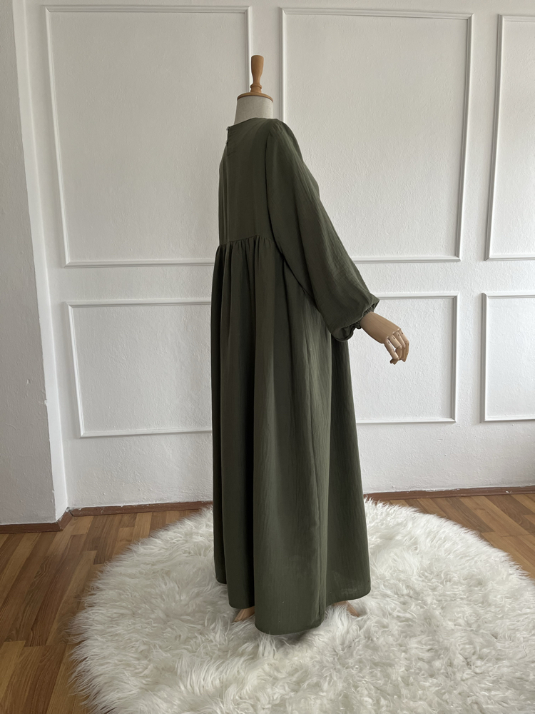 SAHRA Müslin elbise HAKİ 