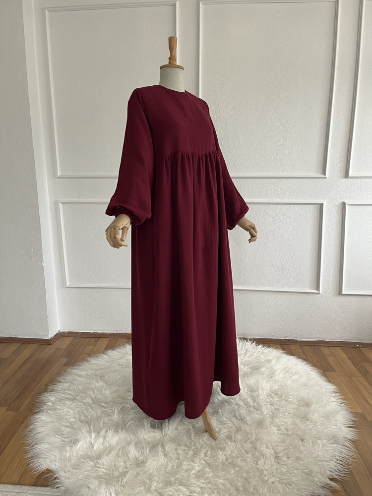 SAHRA Müslin elbise BORDO
