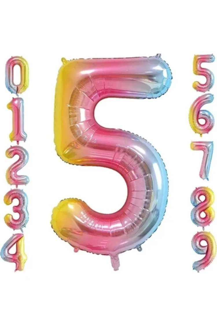 34 İNÇ RENKLİ 5 FOLYO RAKAM BALON 