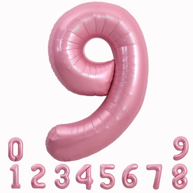 34 İNÇ PEMBE 9 FOLYO RAKAM BALON 