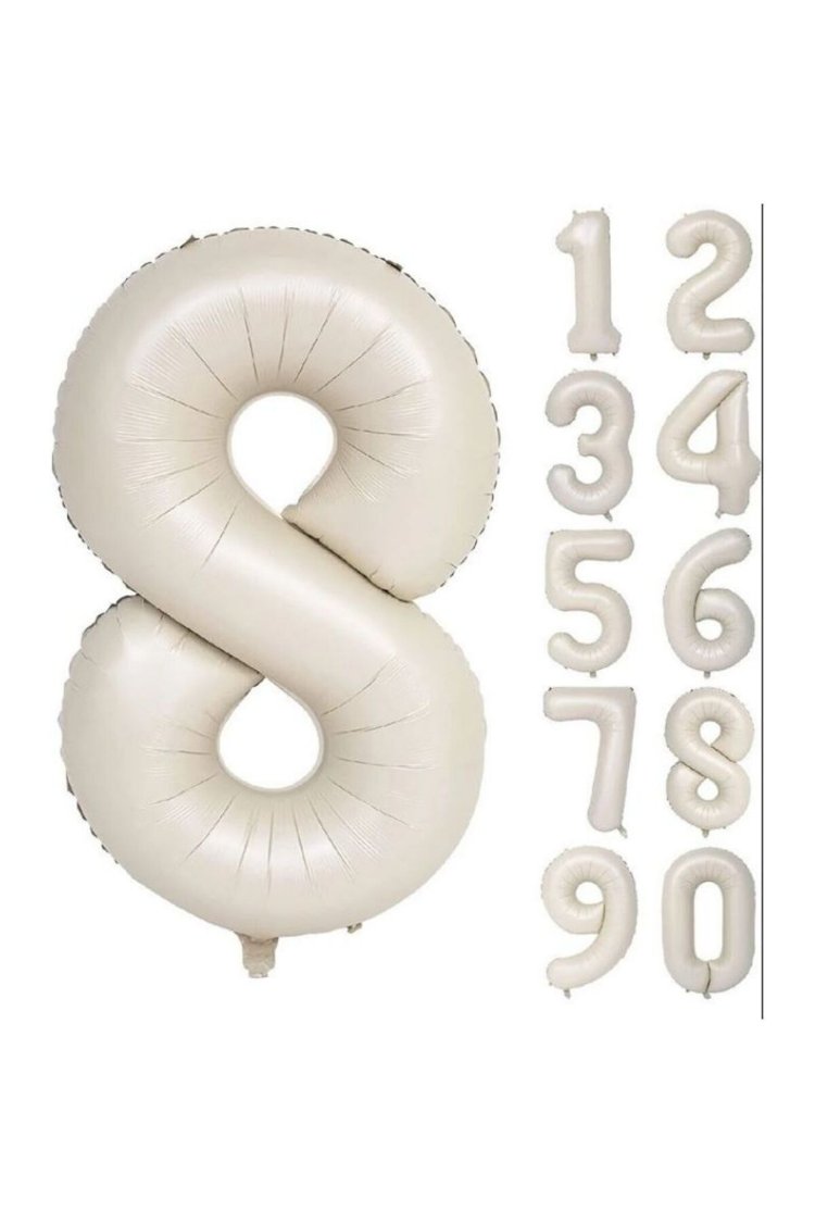 34 İNÇ KREM  8 FOLYO RAKAM BALON 