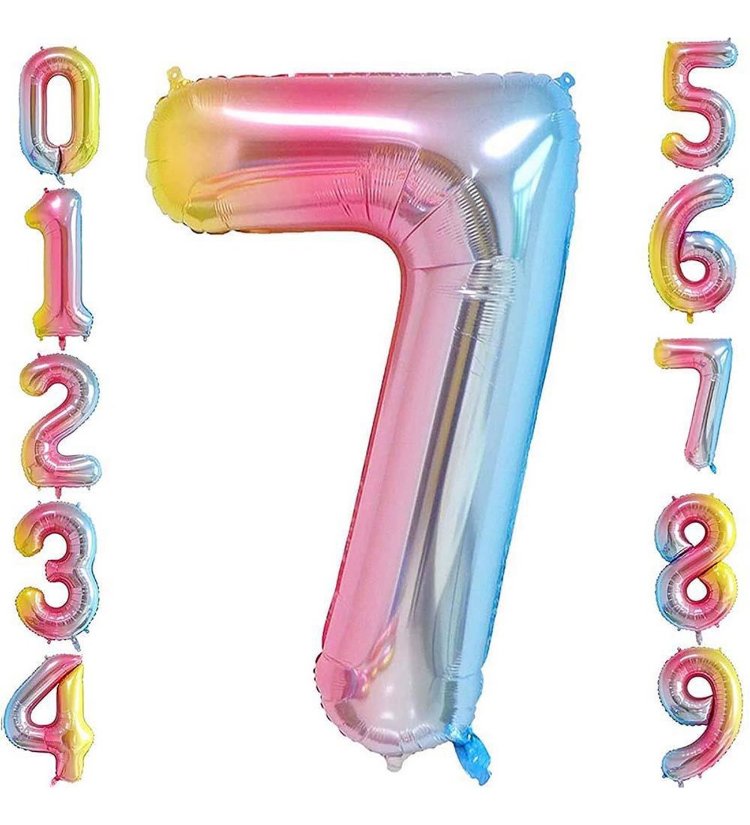 34 İNÇ RENKLİ 7 FOLYO RAKAM BALON