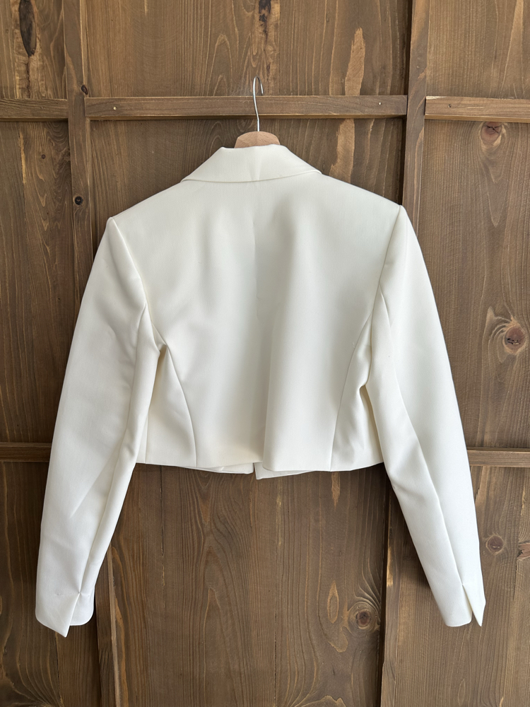 Kreş crop ceket krem 