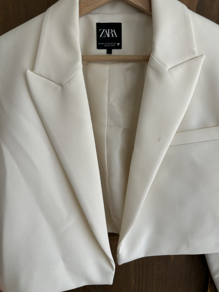 Kreş crop ceket krem 