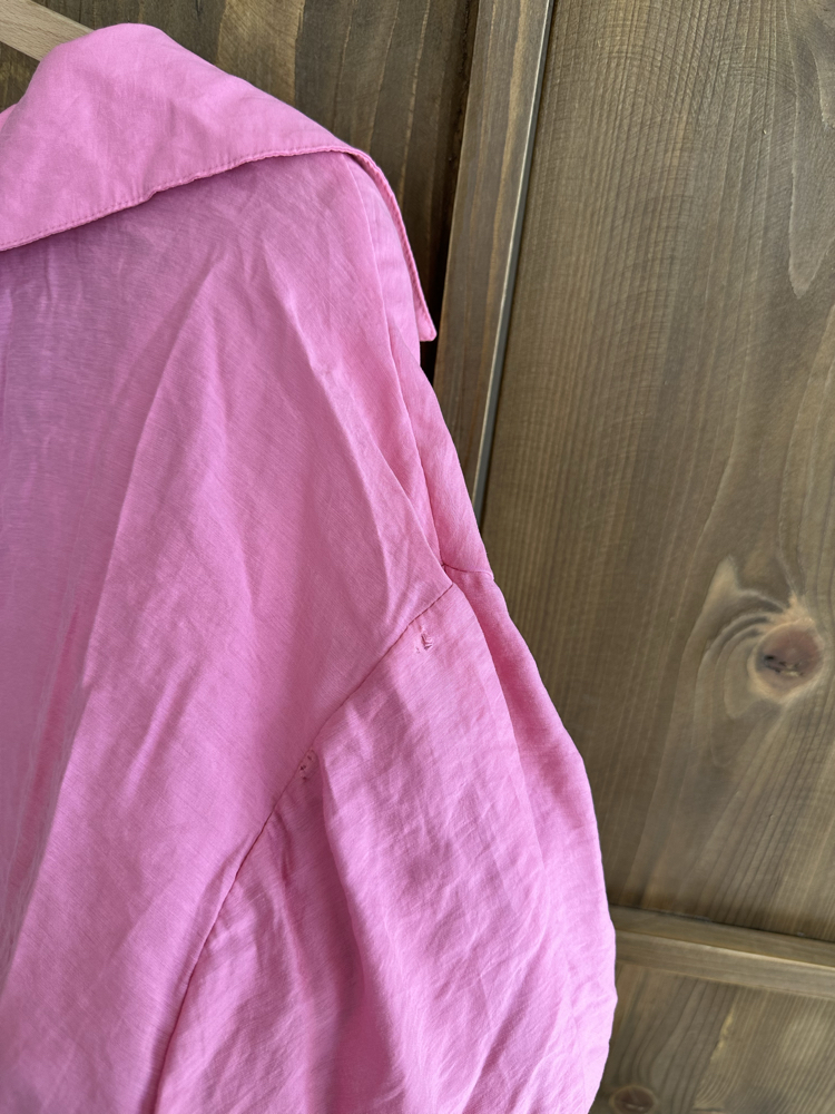Düşük omuzlu tensel gömlek şeker pembe 