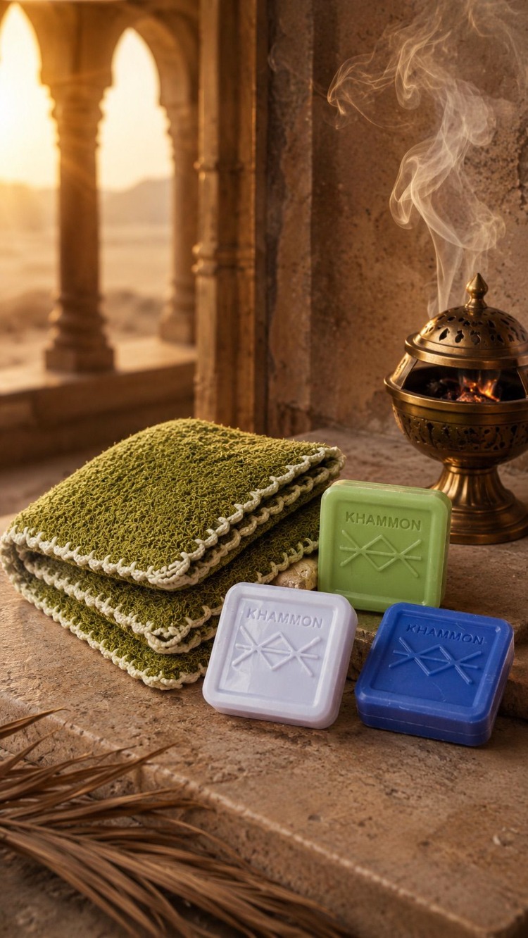 KHAMMON Luxury Ritual Bath Set | 3 El Yapımı Sabun + Lif