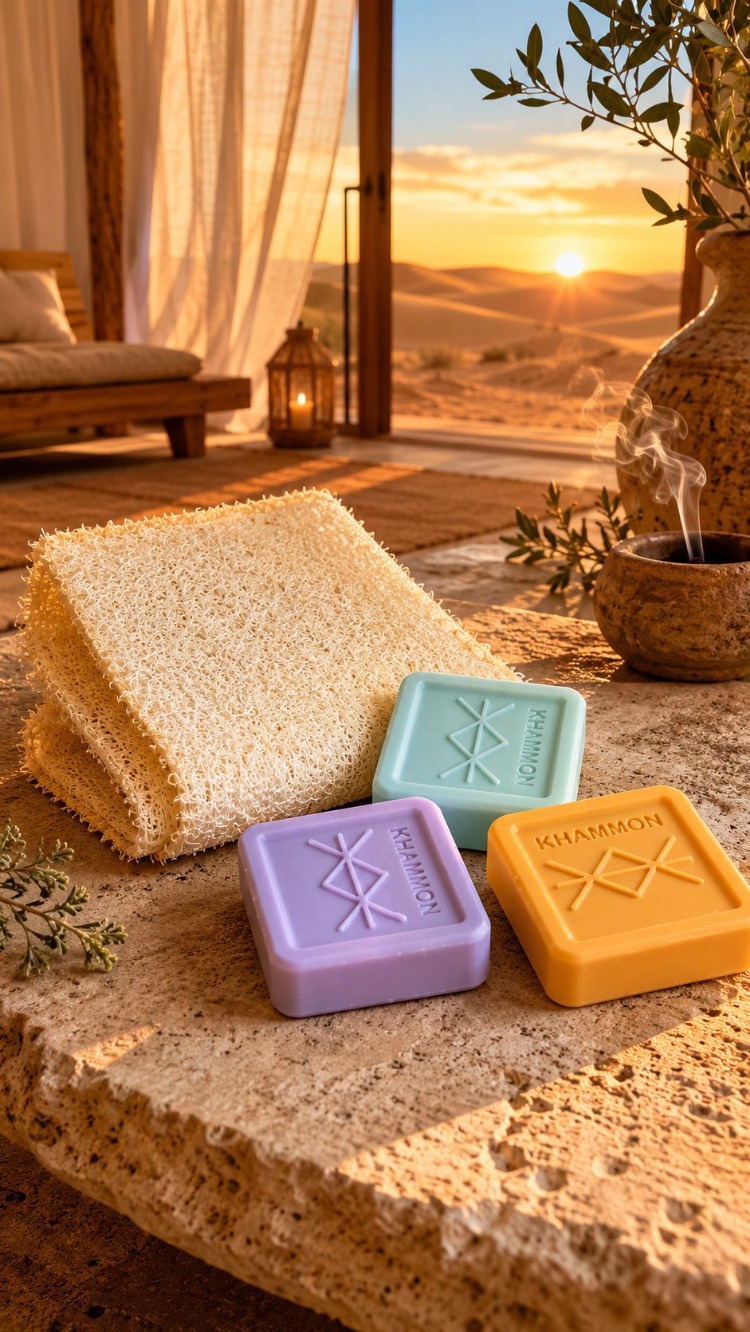 KHAMMON Luxury Ritual Bath Set | 3 El Yapımı Sabun + Lif