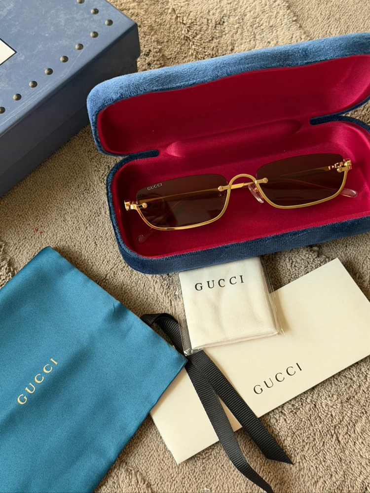 Gucci unisex gold detay gözlük(Full set)