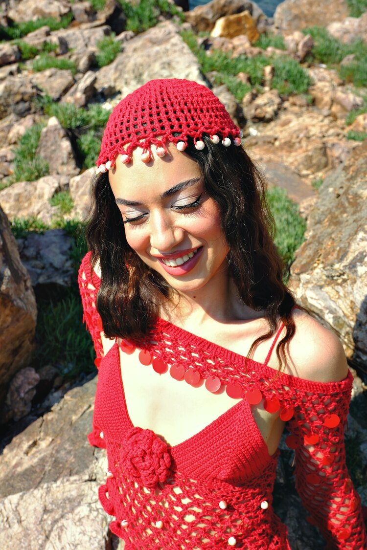Rosetide File Örgü Şapka 