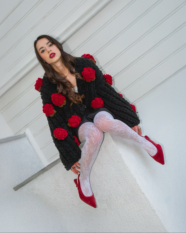 Burgundy Rose Hırka 