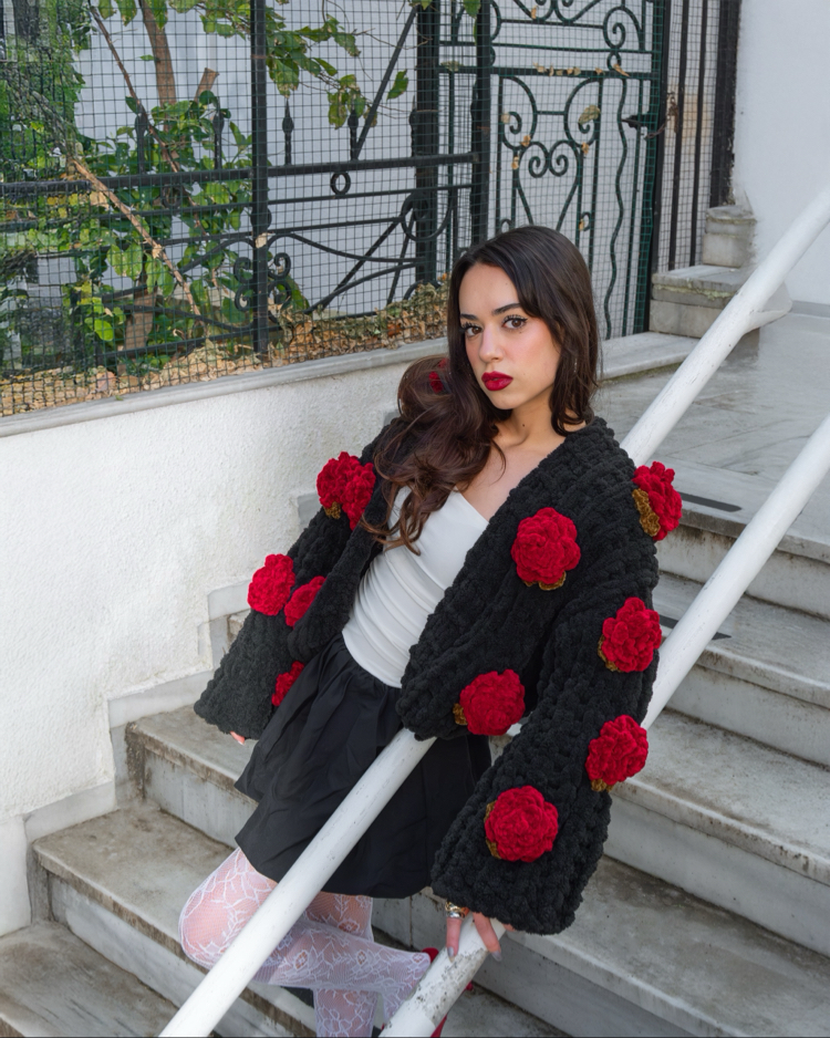 Burgundy Rose Hırka 