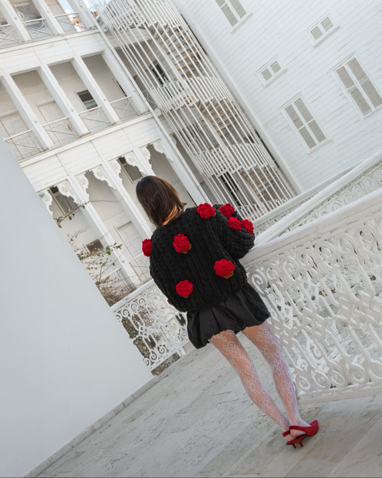 Burgundy Rose Hırka 