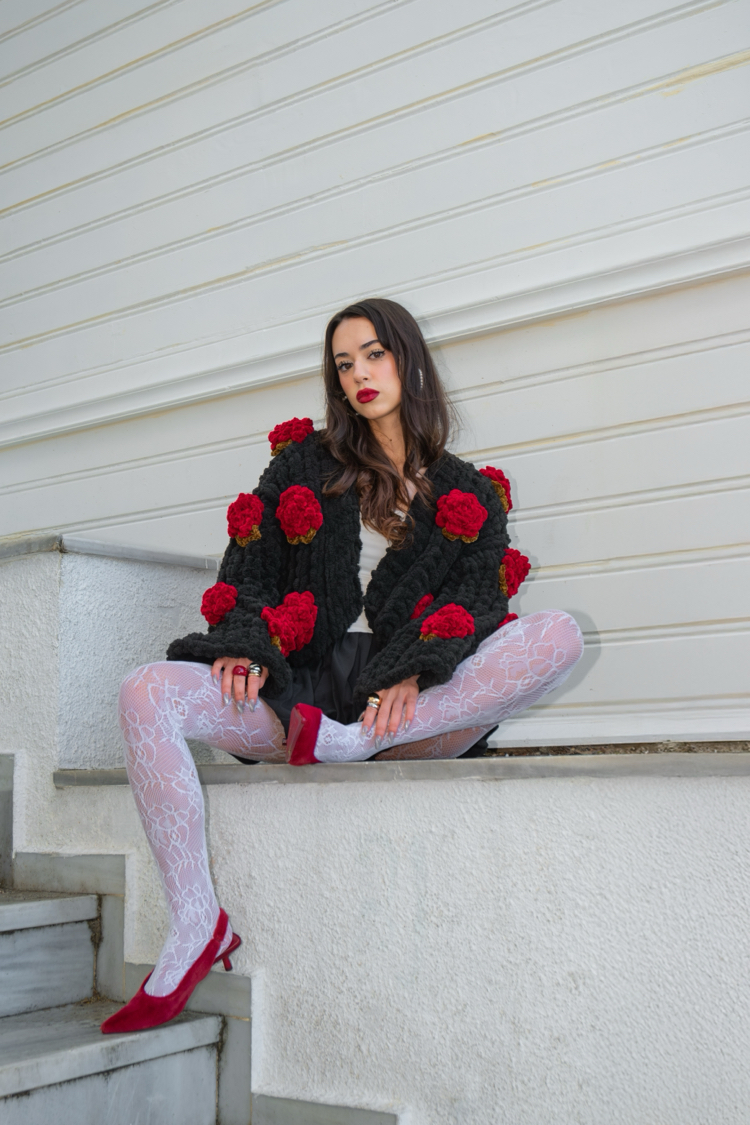 Burgundy Rose Hırka 