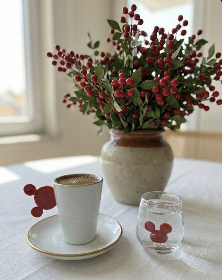 Mickey Kahve Fincan ve Kahve Yanı Su Bardağı Deyi