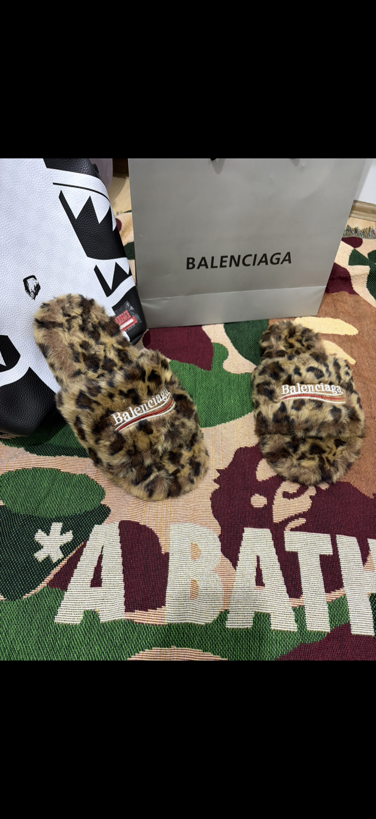 BALENCİAGA FUR SLİDES LEOPARED
