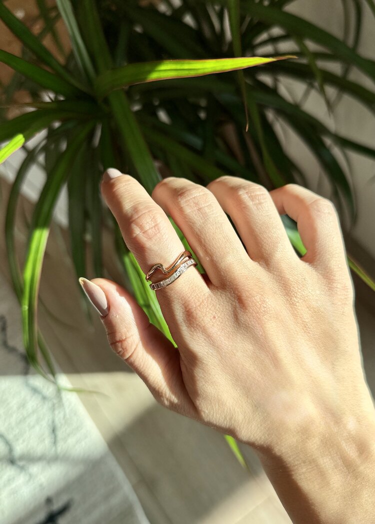 Özel seri zirkon taşlı ayarlanabilir zigzag yüzük 