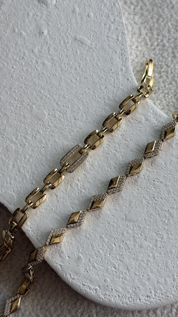 Özel seri 14k gold renk zirkon taşlı bileklik