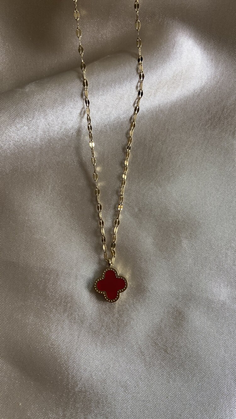 Çelik çift taraflı Van cleef kolye 