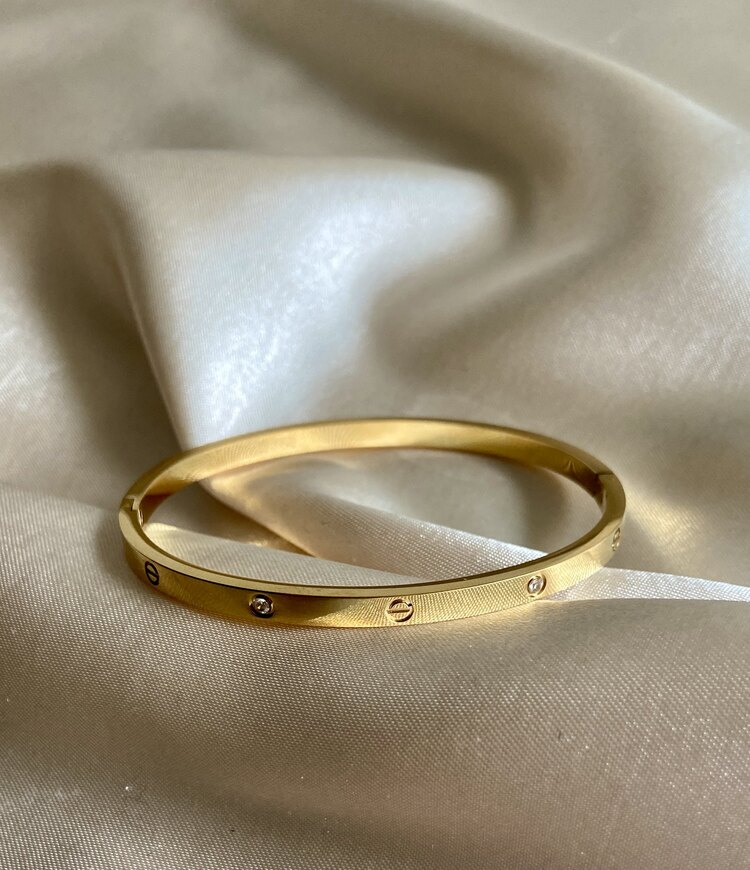 Çelik cartier model taşlı kelepçe