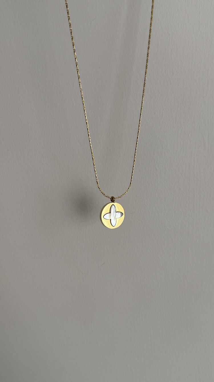 Van cleef model çelik yonca sedefli kolye 
