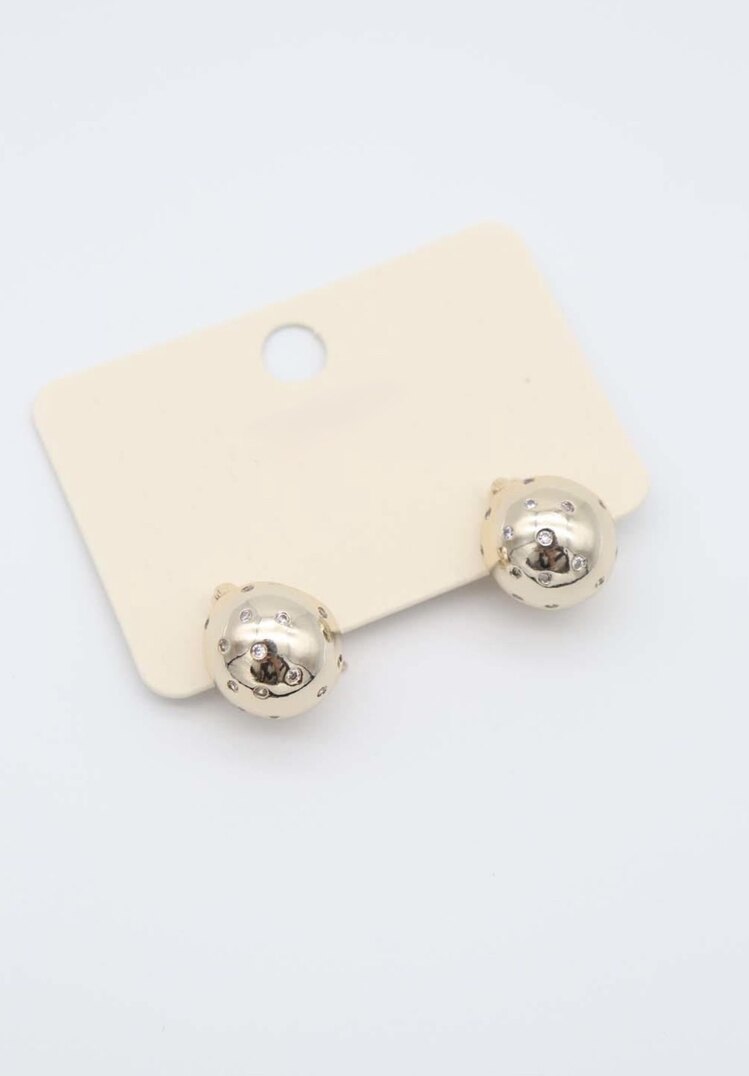 Zirkon taşlı gold top küpe 